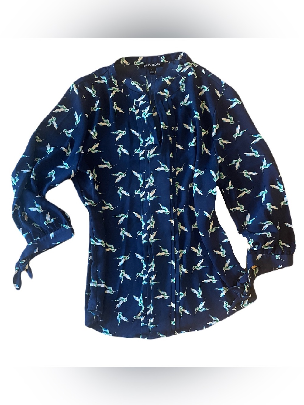 41 Hawthorn Navy Bird-Print Blouse